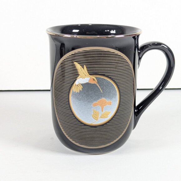 Vintage black OTAGIRI Japan Hummingbird mug set of 2 - Picture 4 of 9